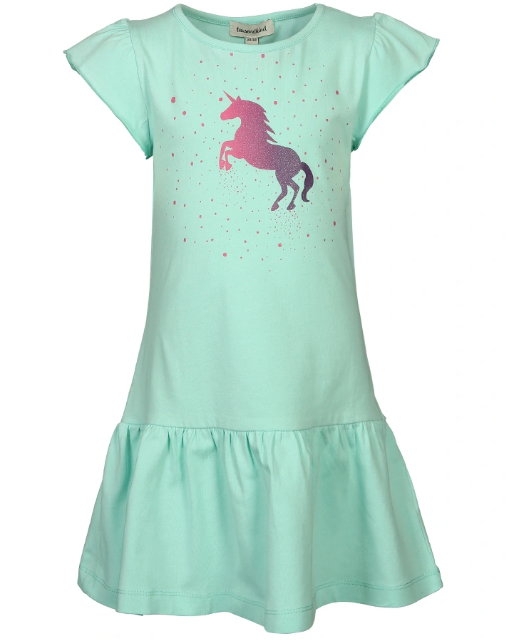 Kurzarm-Kleid GLITTER UNICORN mit Farbverlauf in mint