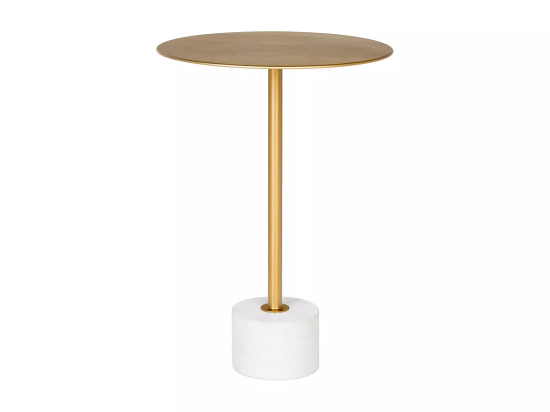 Lecco - Table d'appoint en effet laiton et marbre ø41cm - Laiton