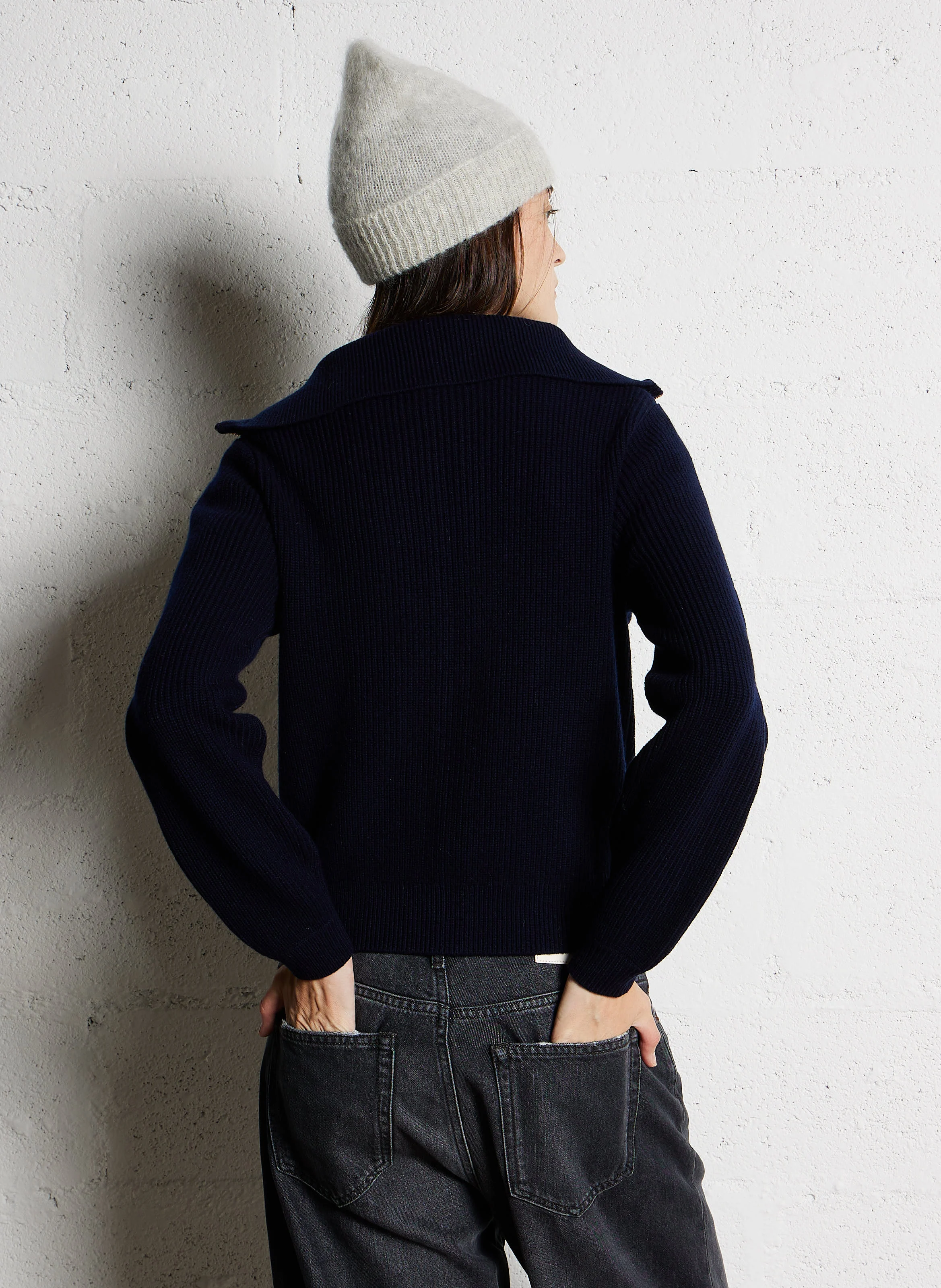 ARTICHOU - Gilet col à revers en laine | Bleu