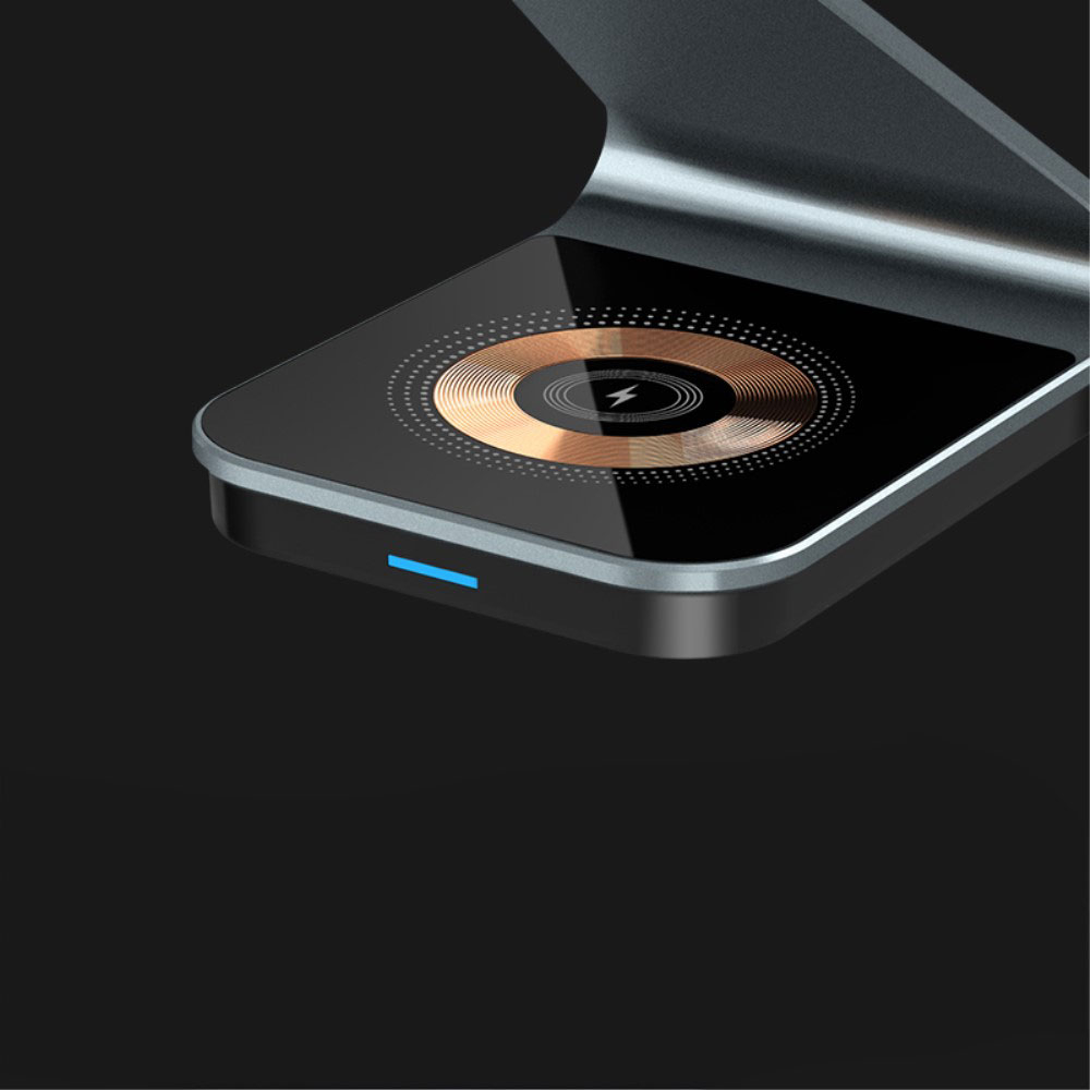 (15W) 3in1 MagSafe Ladegerät Qi Wireless Charger für Apple iPhone / Apple Airpods / Apple Watch Ladestation - Transparent
