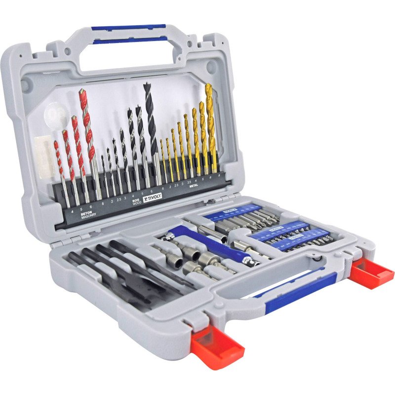 Mallette pour le perçage multi-matériaux et le vissage Tivoly Technic, 60 pièces