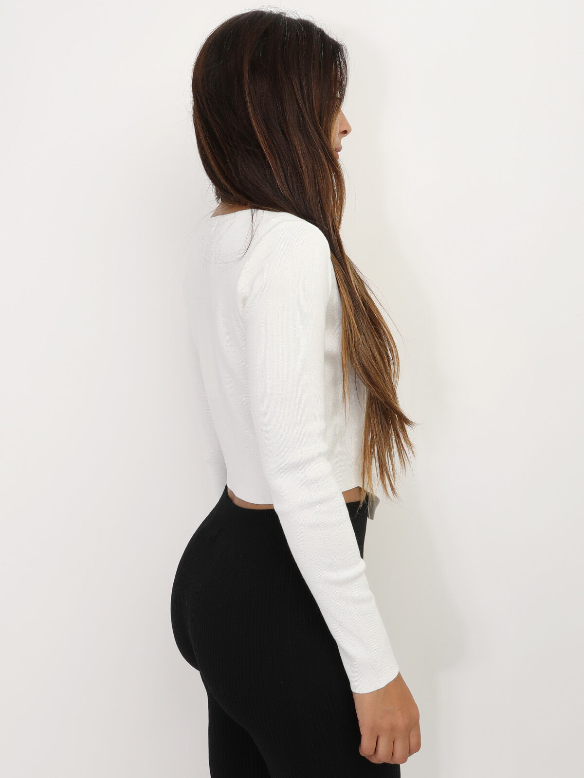 Crop top zippé à col carré- Blanc