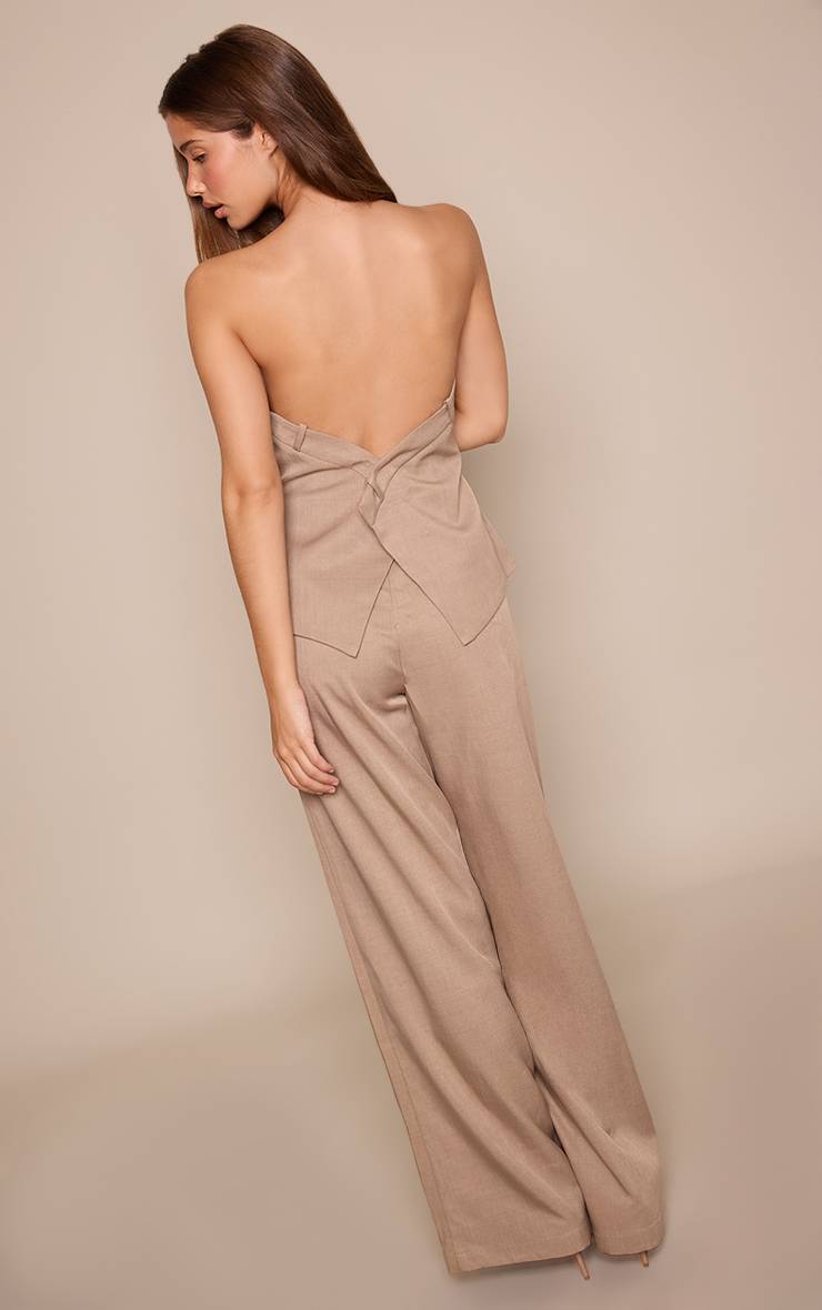 Moka Combinaison Pantalon Large À Bandeau Avec Dos Croisé