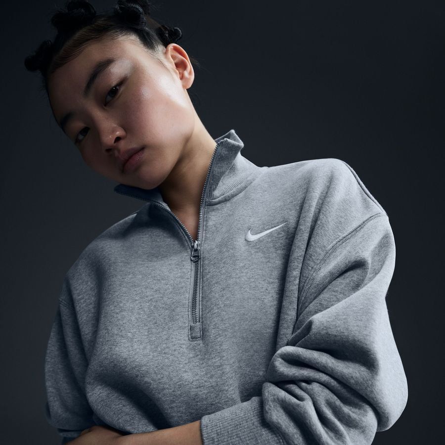 Nike Sweat NSW Phoenix Fleece - Gris/Blanc Cassé Femme