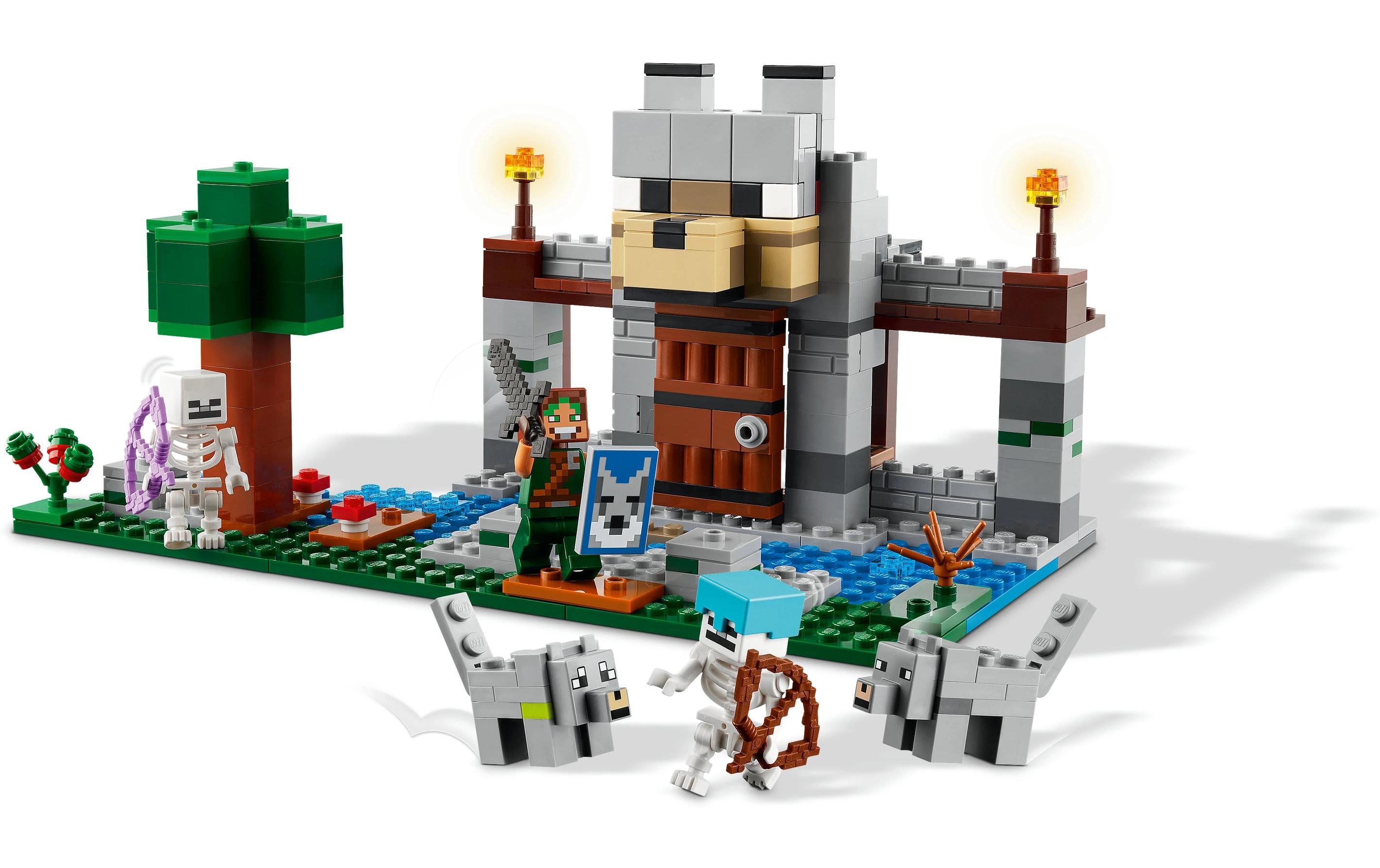 Minecraft Die Wolfsfestung 21261Spielset mit Festung, Wölfen, Skeletten und Ausrüstung