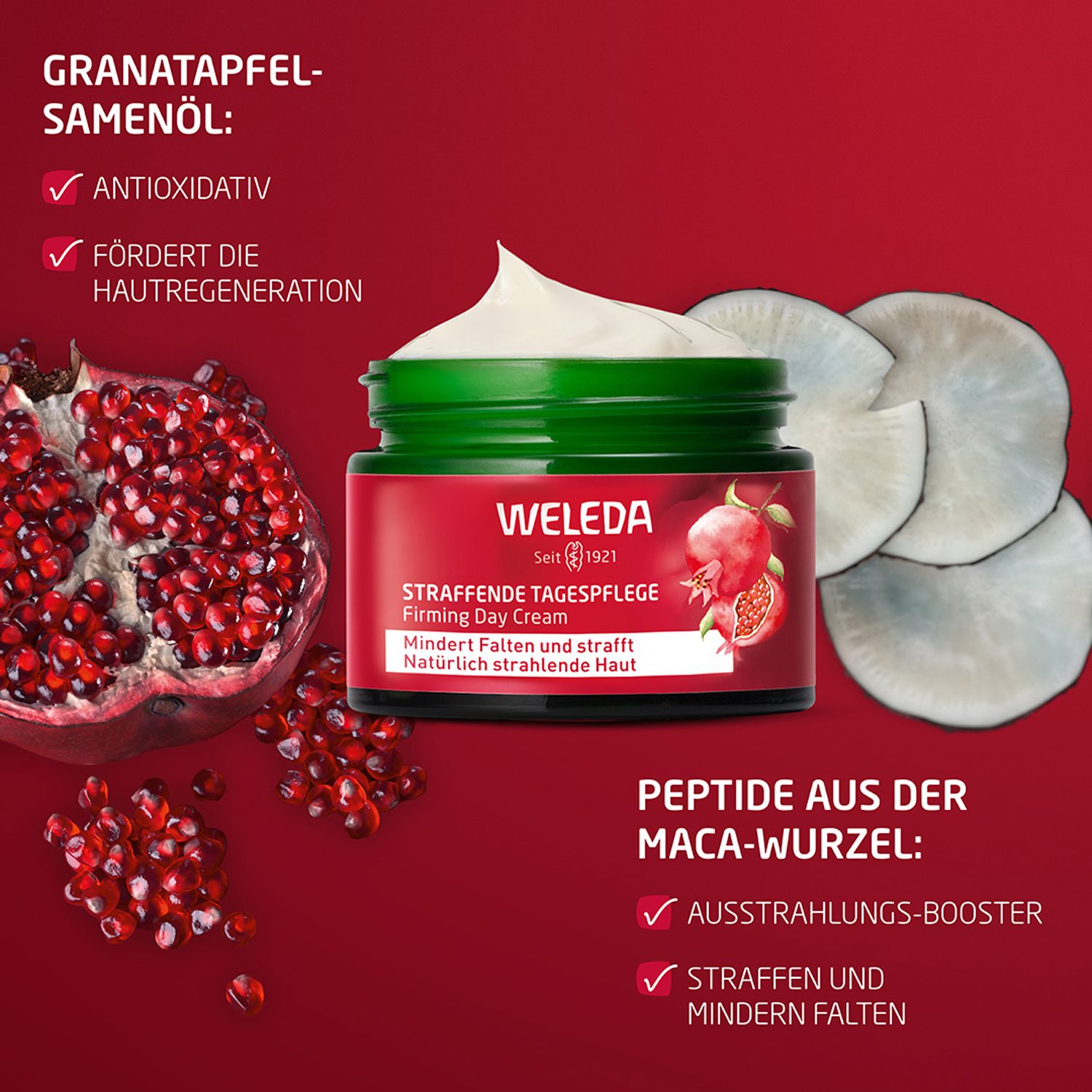 Weleda Straffende Tagespflege Granatapfel & Maca-Peptide - mindert Falten & strafft