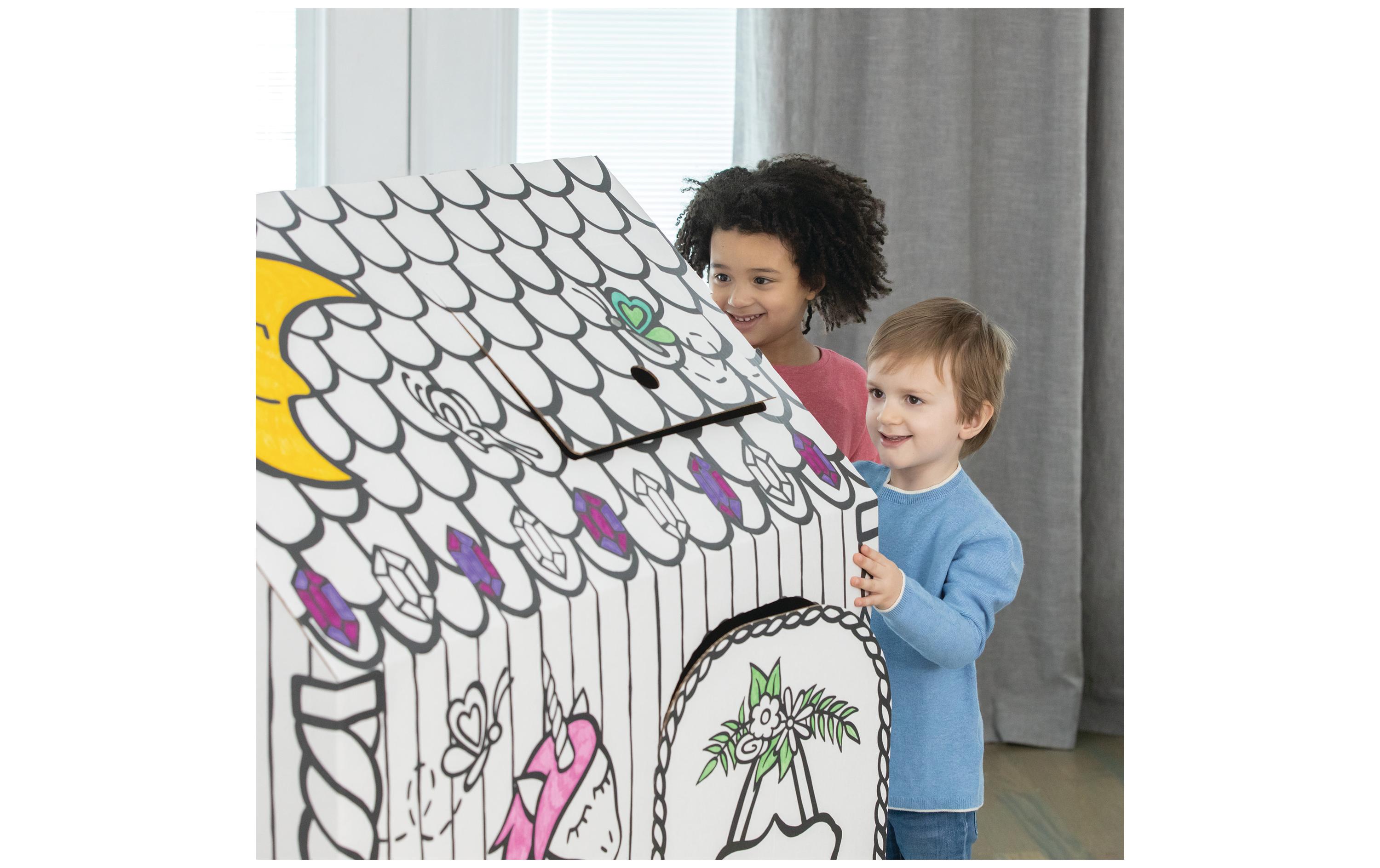 Ausmal-Spielhaus Einhorn 121.3 x 96.5 x 81.3 cmSpielhaus zum Ausmalen