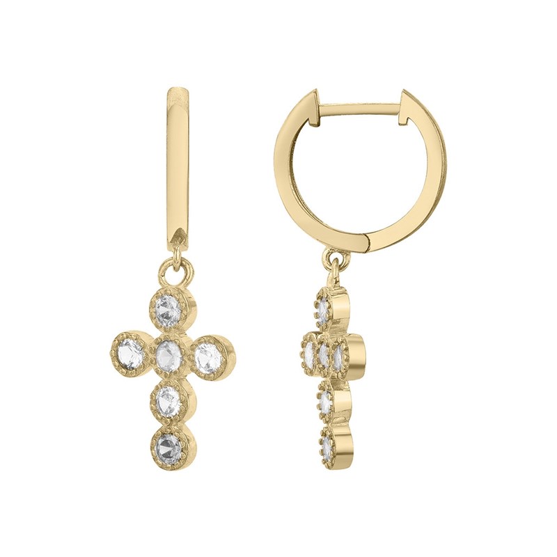 Boucles d'oreilles en Plaqué Or avec oxyde de zirconium blanc