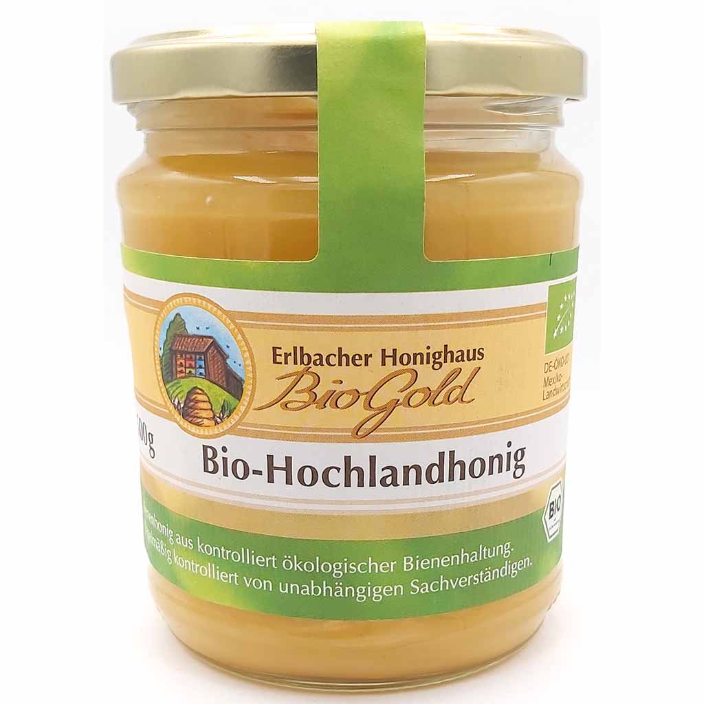 Bio-Hochlandhonig Erlbacher Honighaus BioGold 500g MHD:23.9.26