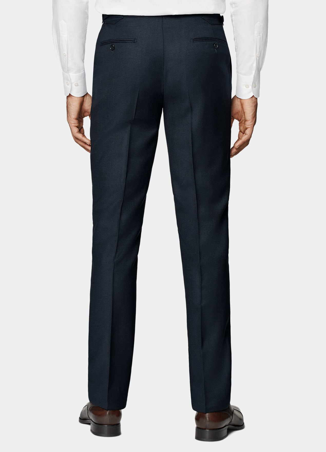 Pantalon de costume Slim Leg Straight bleu marine œil-de-perdrix