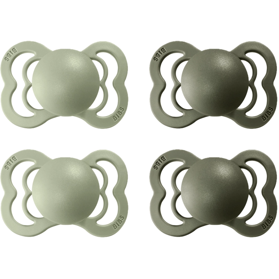 BIBS® Schnuller Supreme Sage  Hunter Green Silikon 0-6 Monate, 4 Stk.