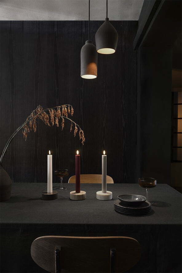 Uyuni Marble base Candleholder, Black, 3,5x10 cm Black