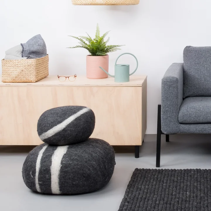 myfelt - Kieselstein Pouf Hugo 3XL, dunkelgrau meliert