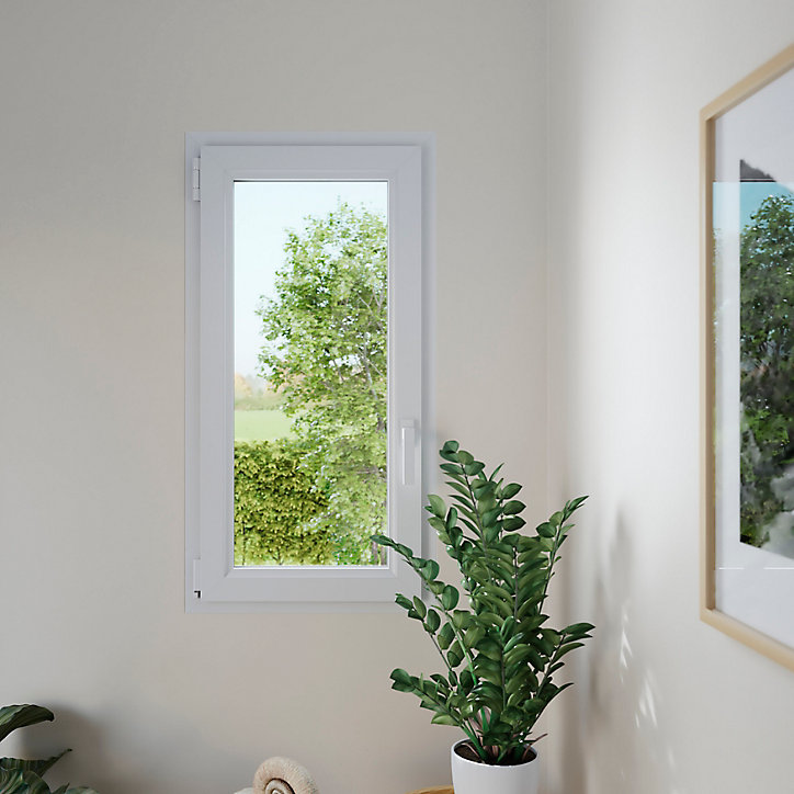 Fenêtre PVC 1 vantail oscillo-battant GoodHome blanc - l.40 x h.60 cm, tirant droit