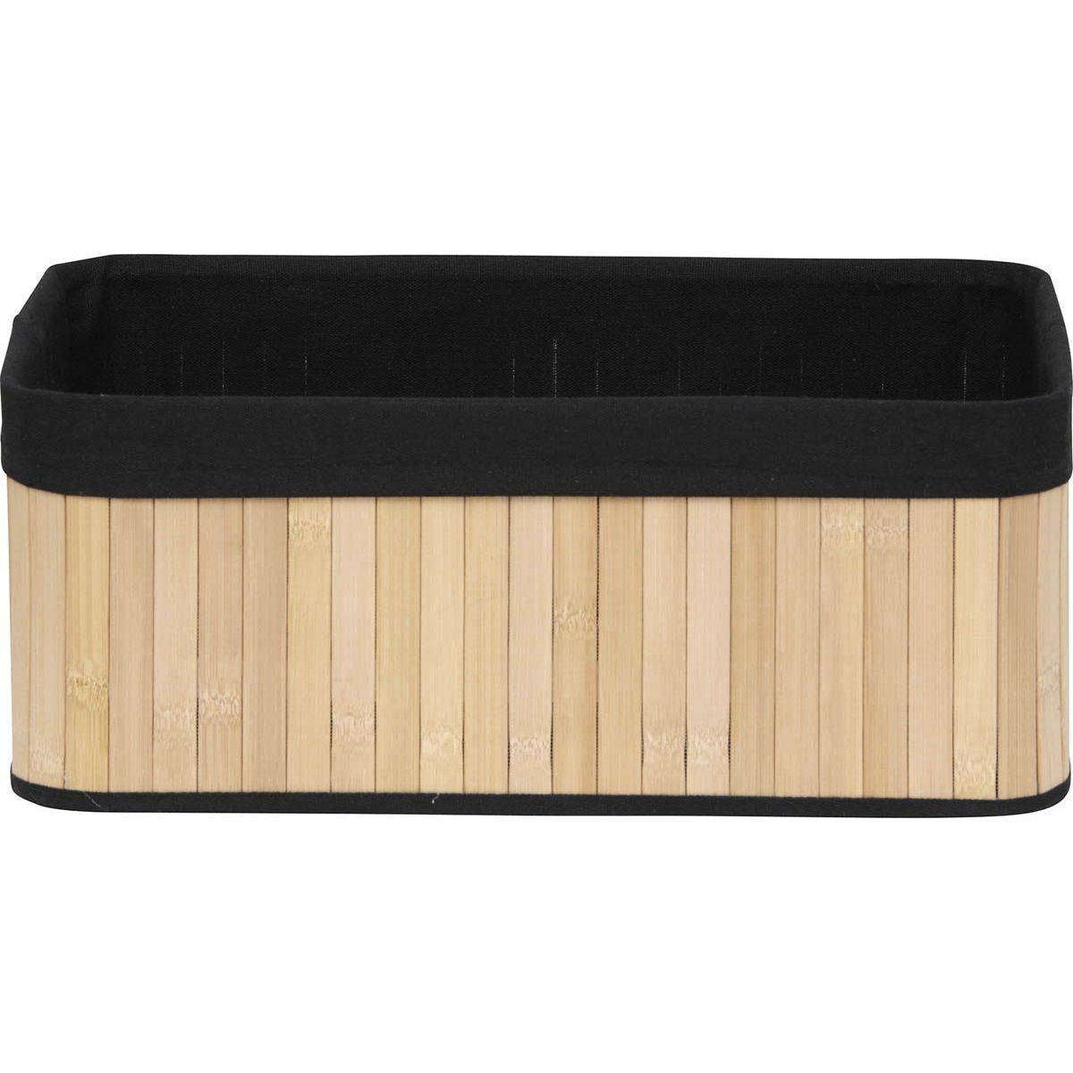 CORBEILLE RECTANGLE 40X28X16CM BAMBOU TISSU NOIR