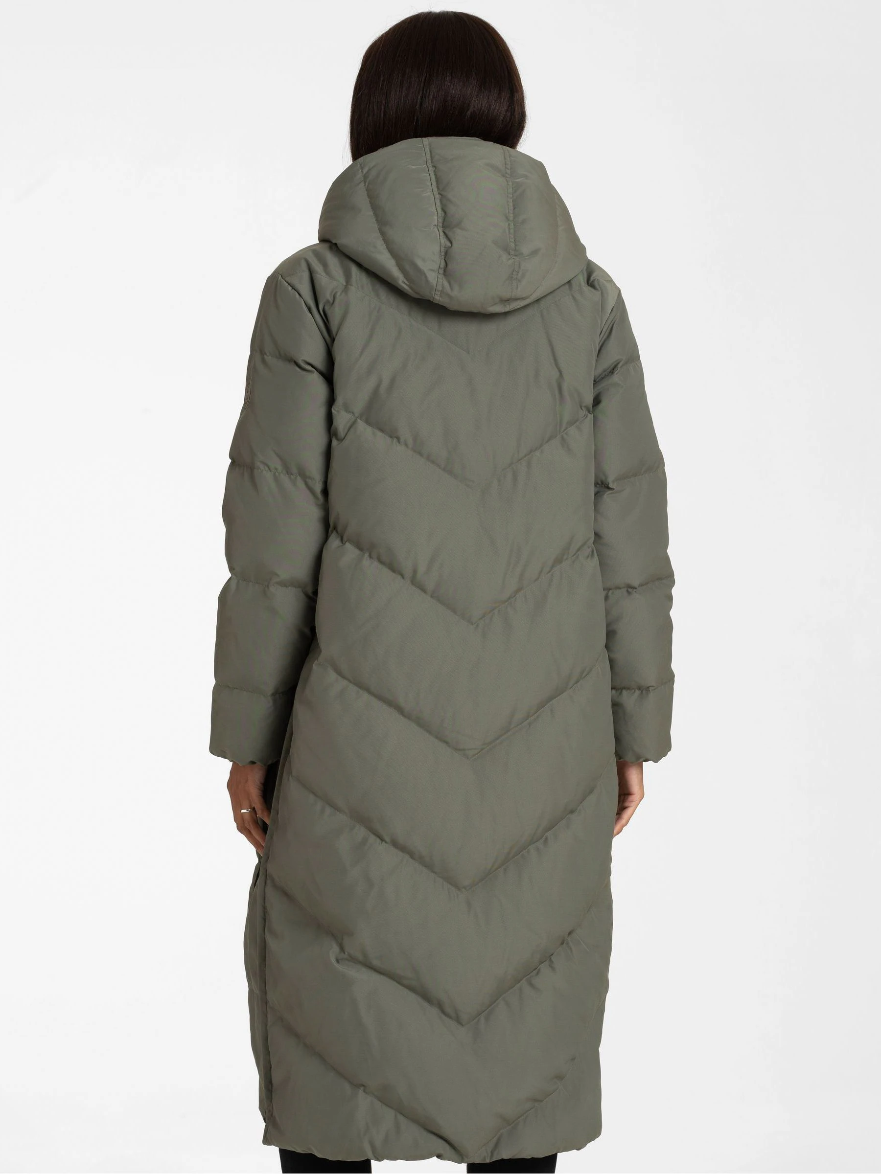 Khaki - Seraphine Lange Chevron 3 in 1 zwangerschaps- & draagjas met donsvulling