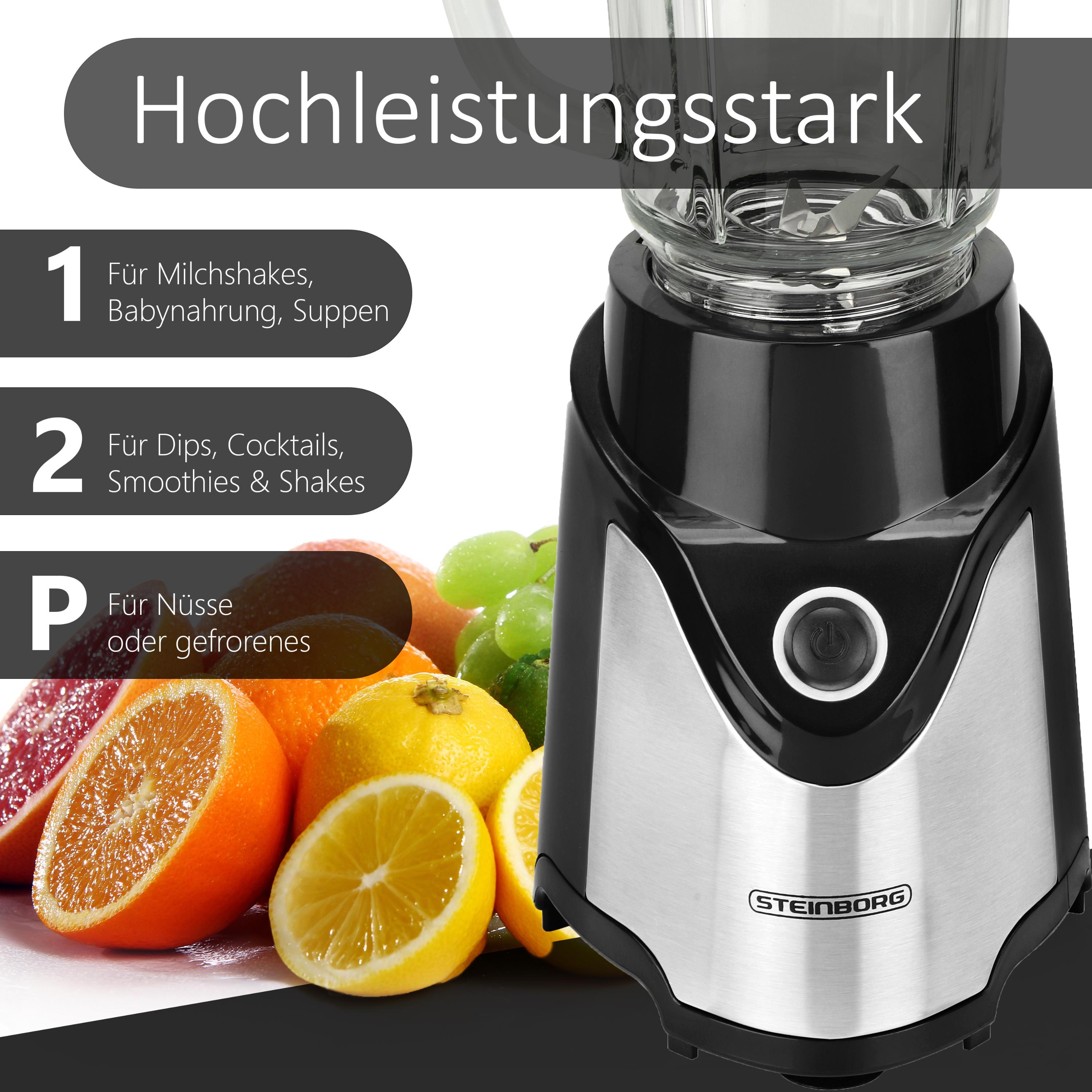 Steinborg Standmixer mit To-Go Becher + Glaskrug BPA-frei 500W