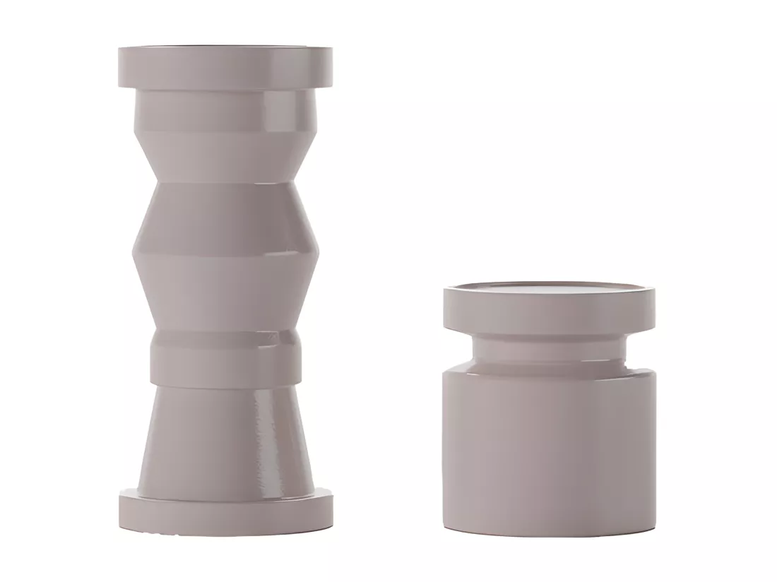 ANTALYA - Set de 2 bougeoirs en bois design coloris rose