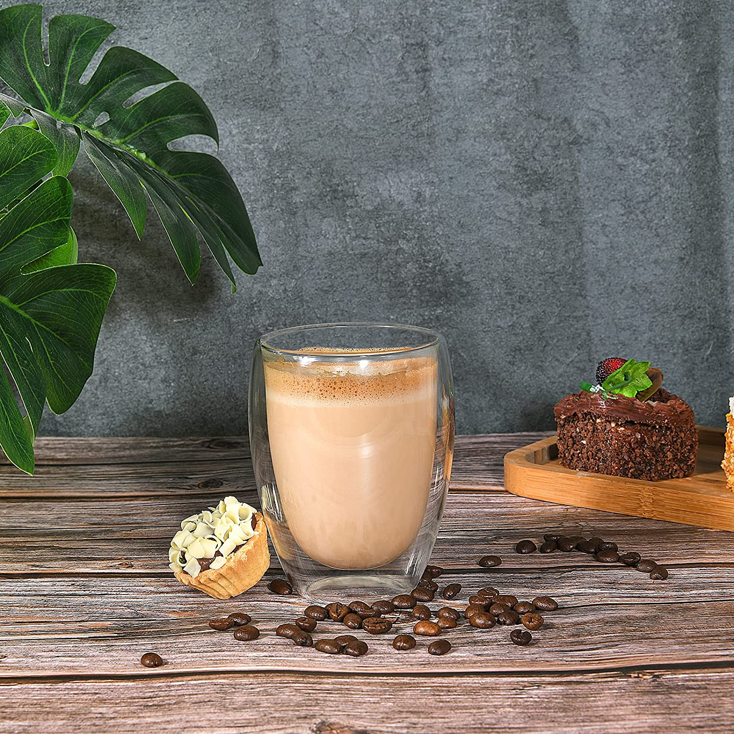 (4er Set) 300ml Doppelwandiges Cappuccino Glas Kaffee Cup