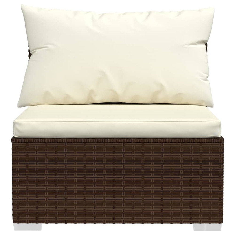 Salon de jardin meuble d'extérieur ensemble de mobilier 6 pièces avec coussins résine tressée marron