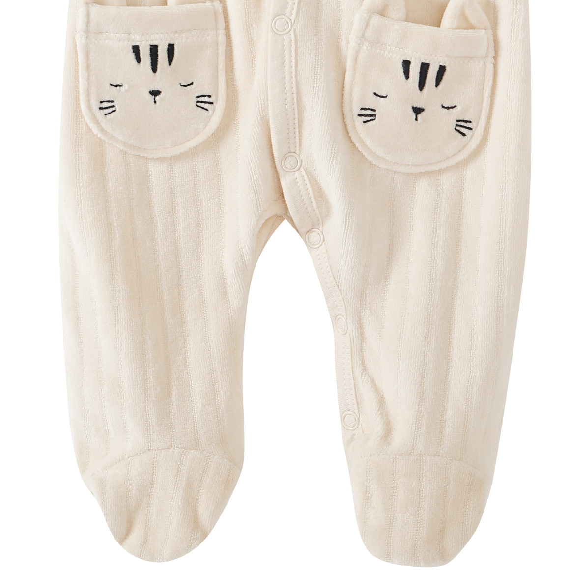Topomini Newborn Schlafanzug mit Katzen-Motiv cremeweiss