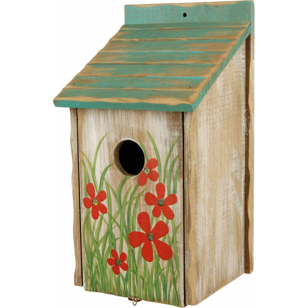 Nichoir en bois 15 x 28 cm, oiseaux grandes mésanges