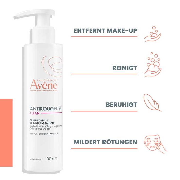 Avene Antirougeurs Clean beruhigende Reinigungsmilch, 200 ml