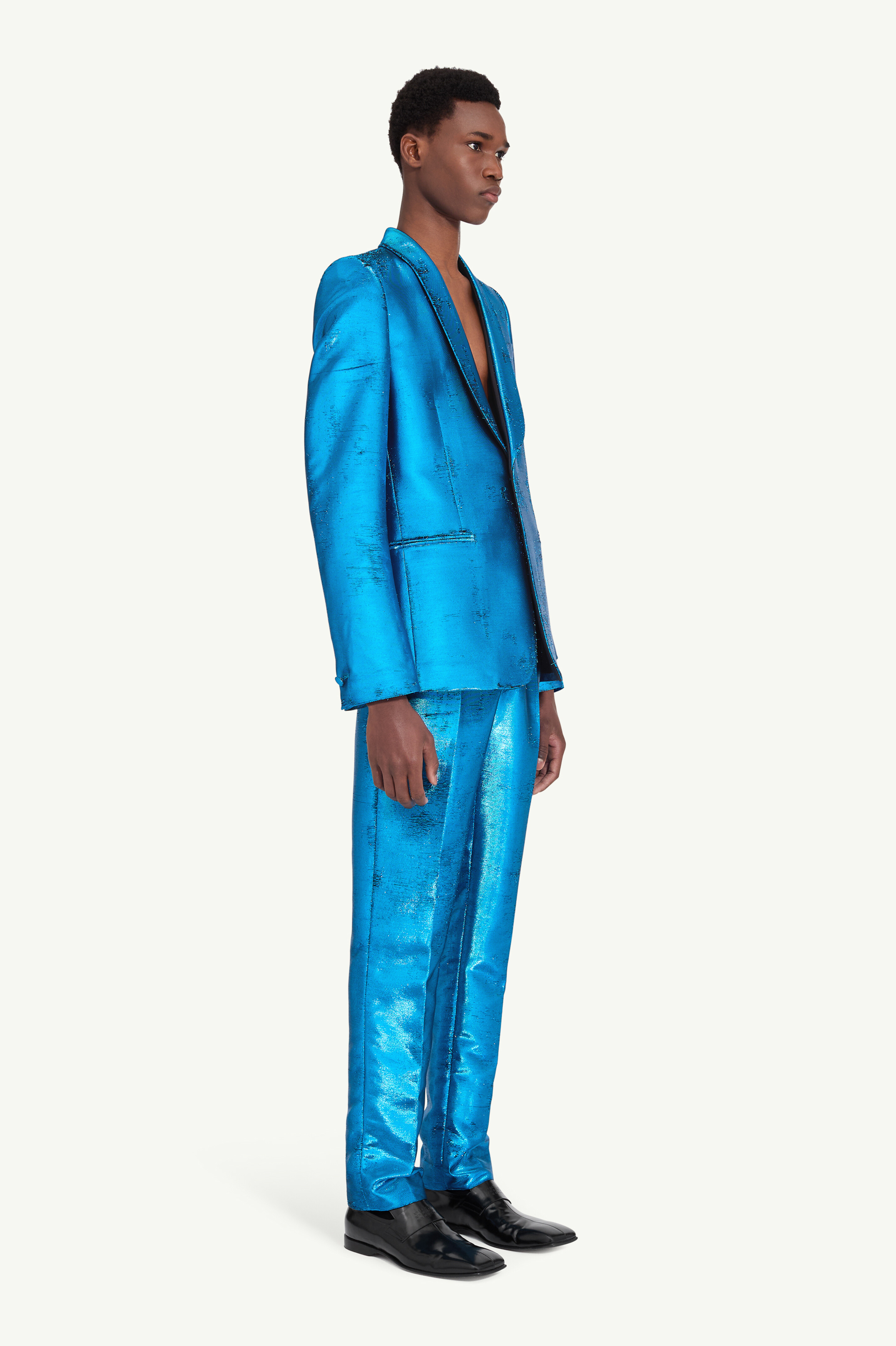 Veste de costume en jacquard avec col châle pour homme | MM6 Bleu