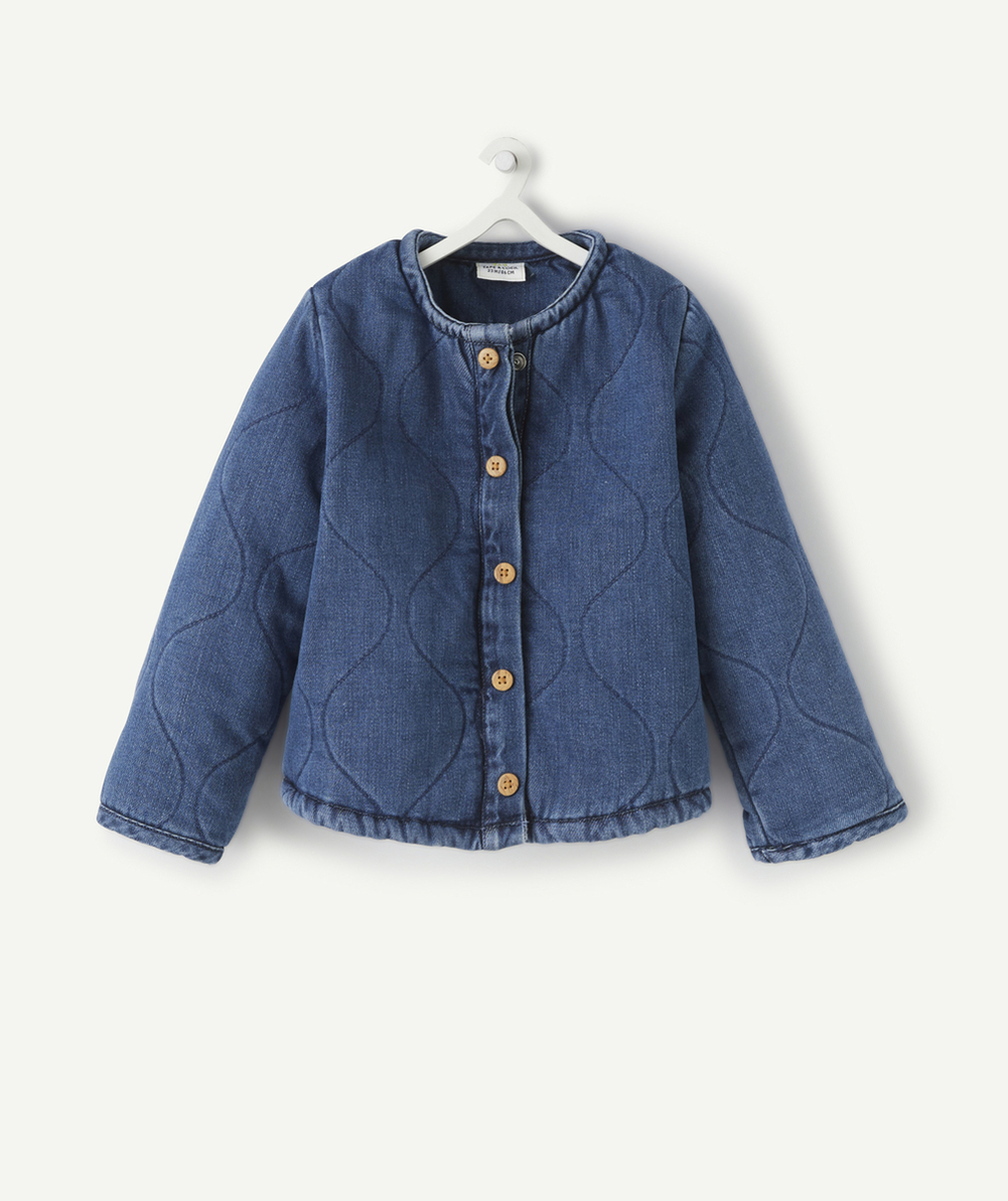GILET TYPE VESTE MATELASSÉE BLEU JEAN LESS WATER BÉBÉ FILLE