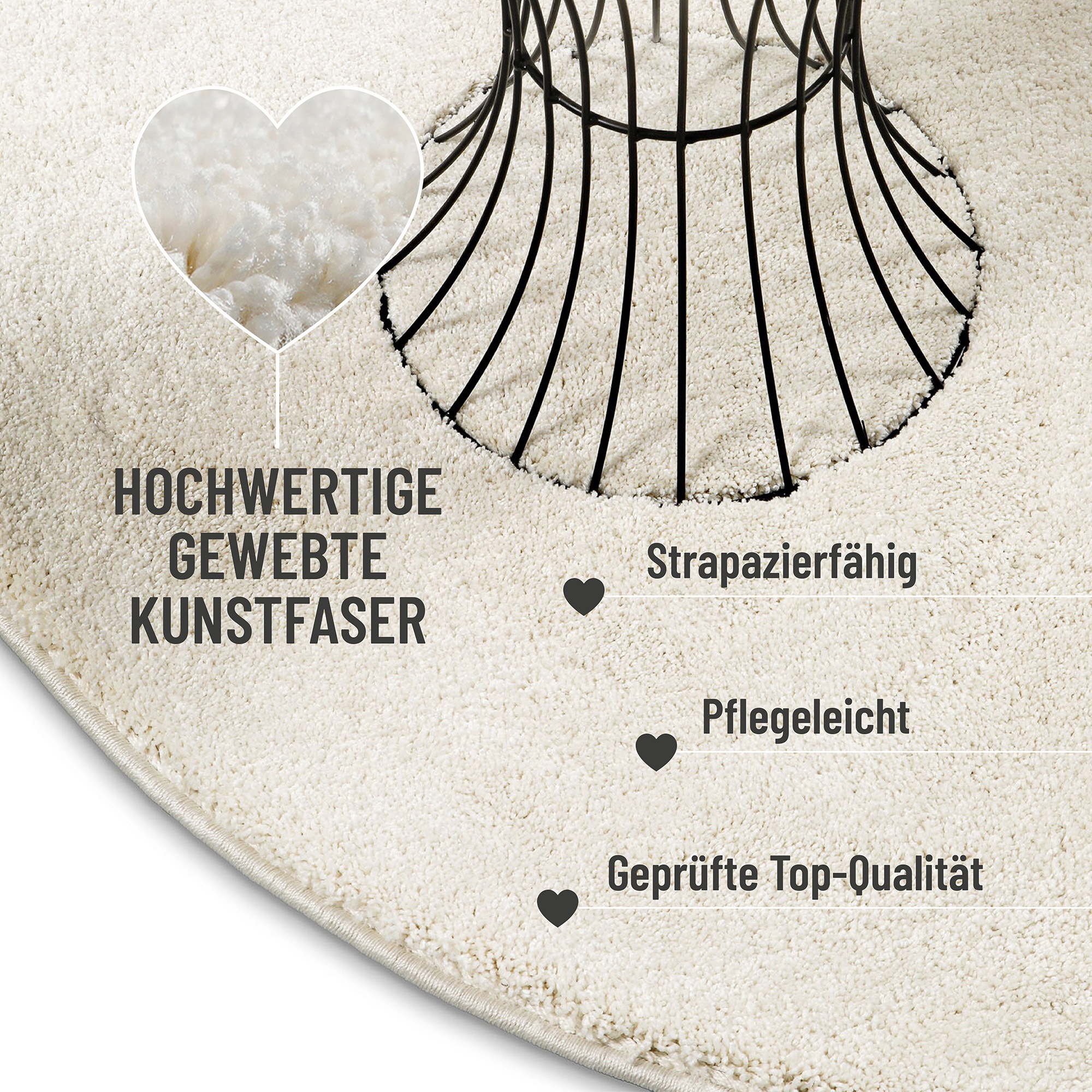 Wecon home Basics Hochflor-Teppich »Nova« rund 25 mm Höhe Shaggy, gewebt, robust, Wohnzimmer, Schlafzimmer
