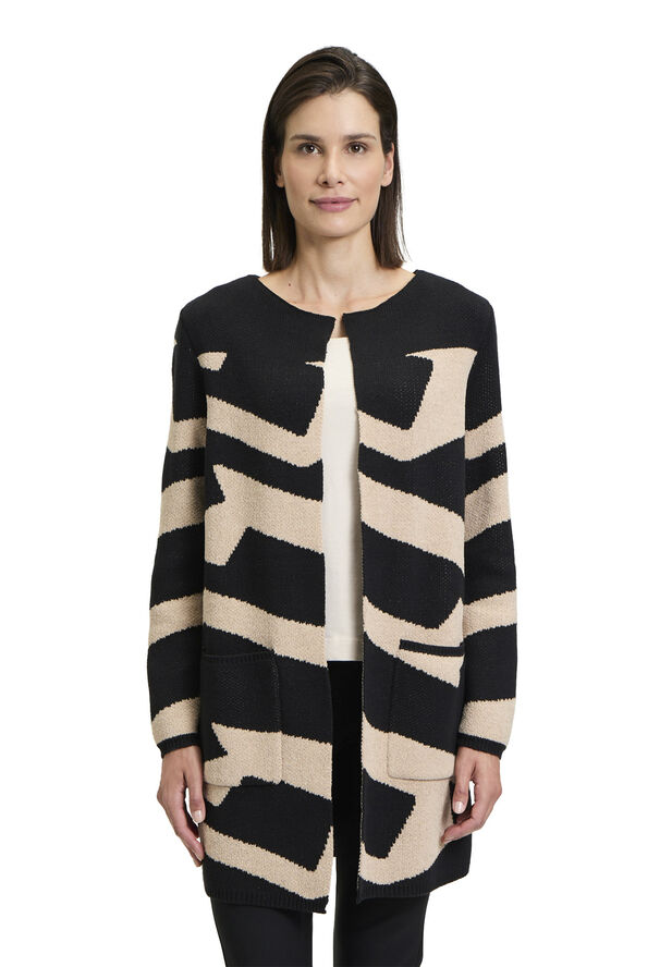 Betty Barclay Strickjacke Lang Black-beige