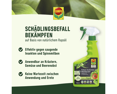Kruiden & Groenten Bladluisvrije COMPO Nativert® 750 ml Gebruiksklare pompspray