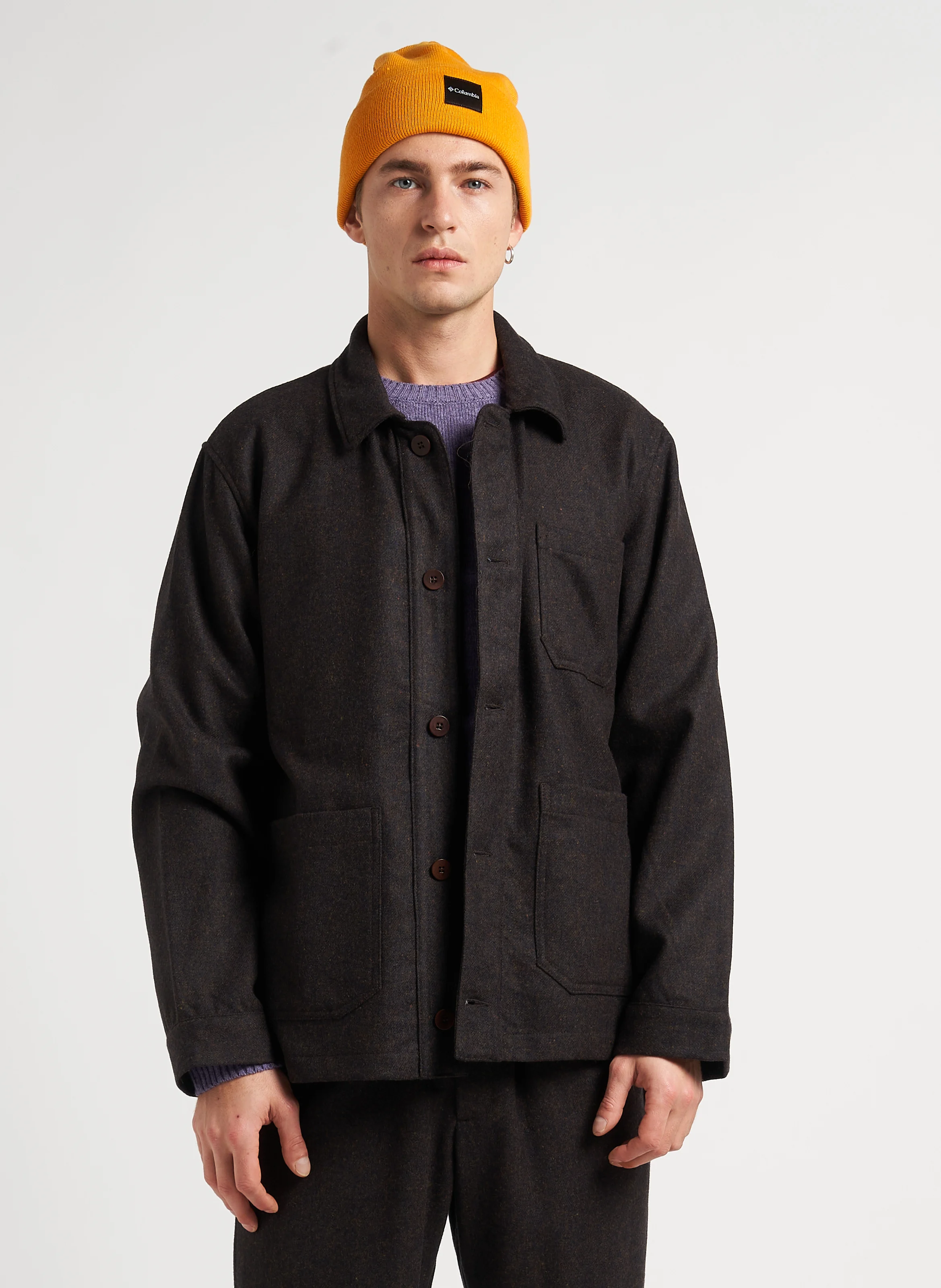 MARNO TERRA - Surchemise ample col classique en laine| Marron