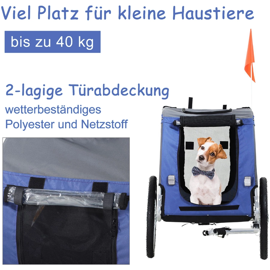 PawHut Fahrradanhänger für Hunde blau