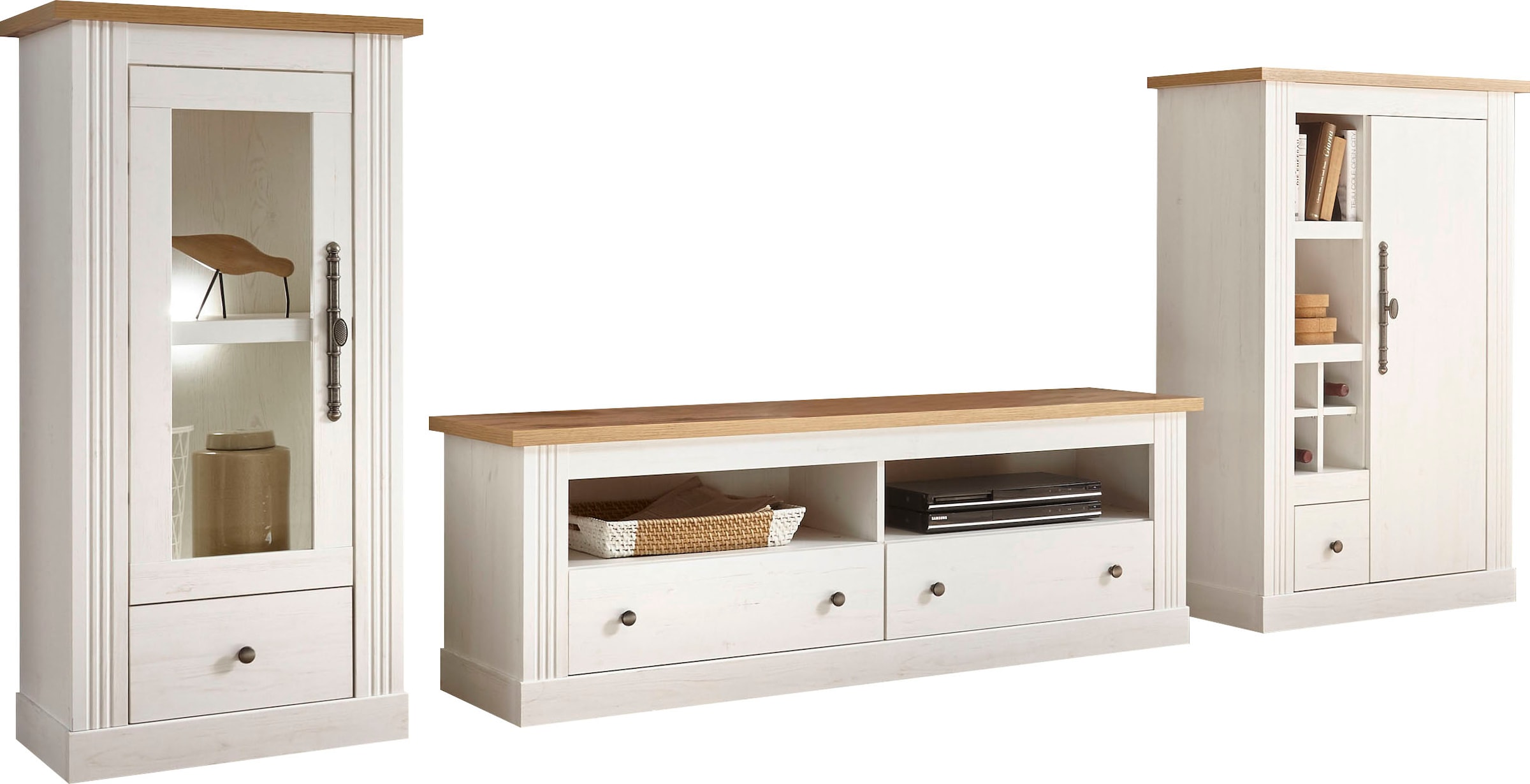 Home affaire Wohnwand »Westminster TOPSELLER!« Set, Vitrine, Lowboard, Kommode, 3 Stk. tlg.