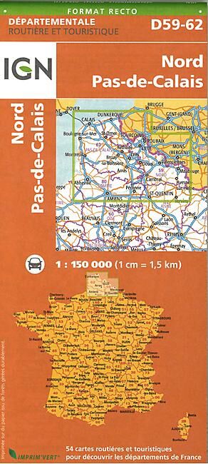 IGN - D59 62 NORD PAS DE CALAIS ECHELLE 1 150 000