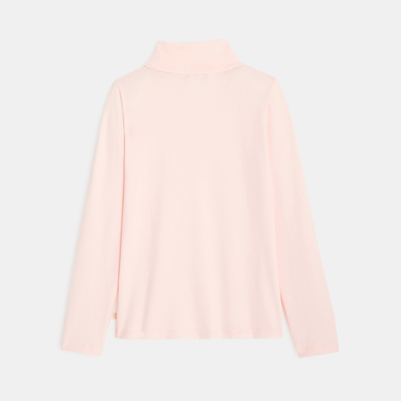 T-shirt col roulé rose fille
