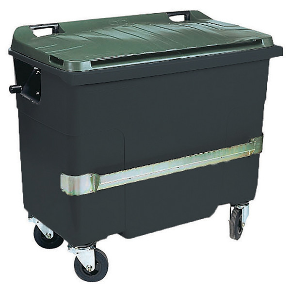 Conteneur poubelle 4 roues SULO avec prise ventrale 1000 L gris/ vert