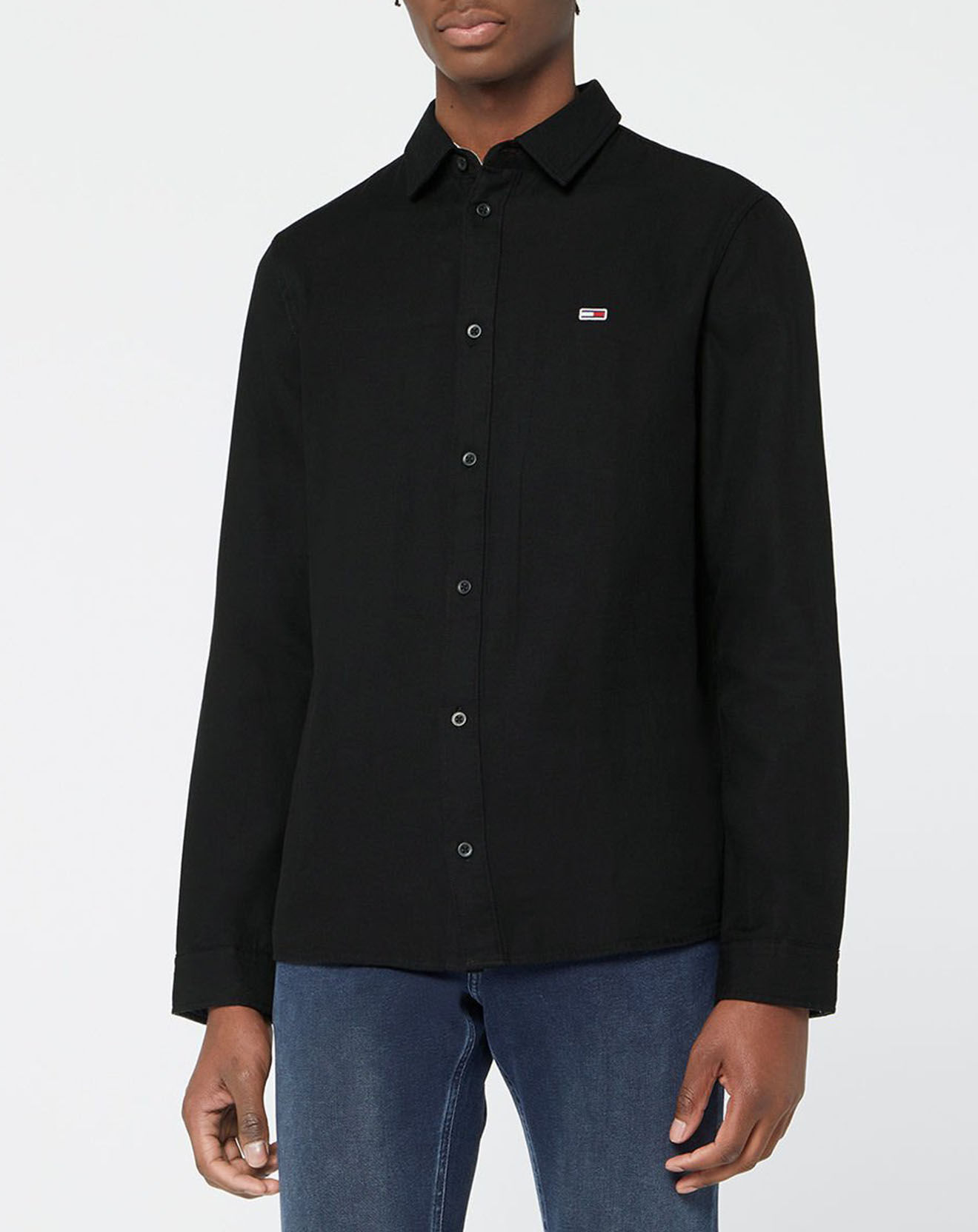 Tommy Jeans Chemise droite Tencel Mini Flag noire