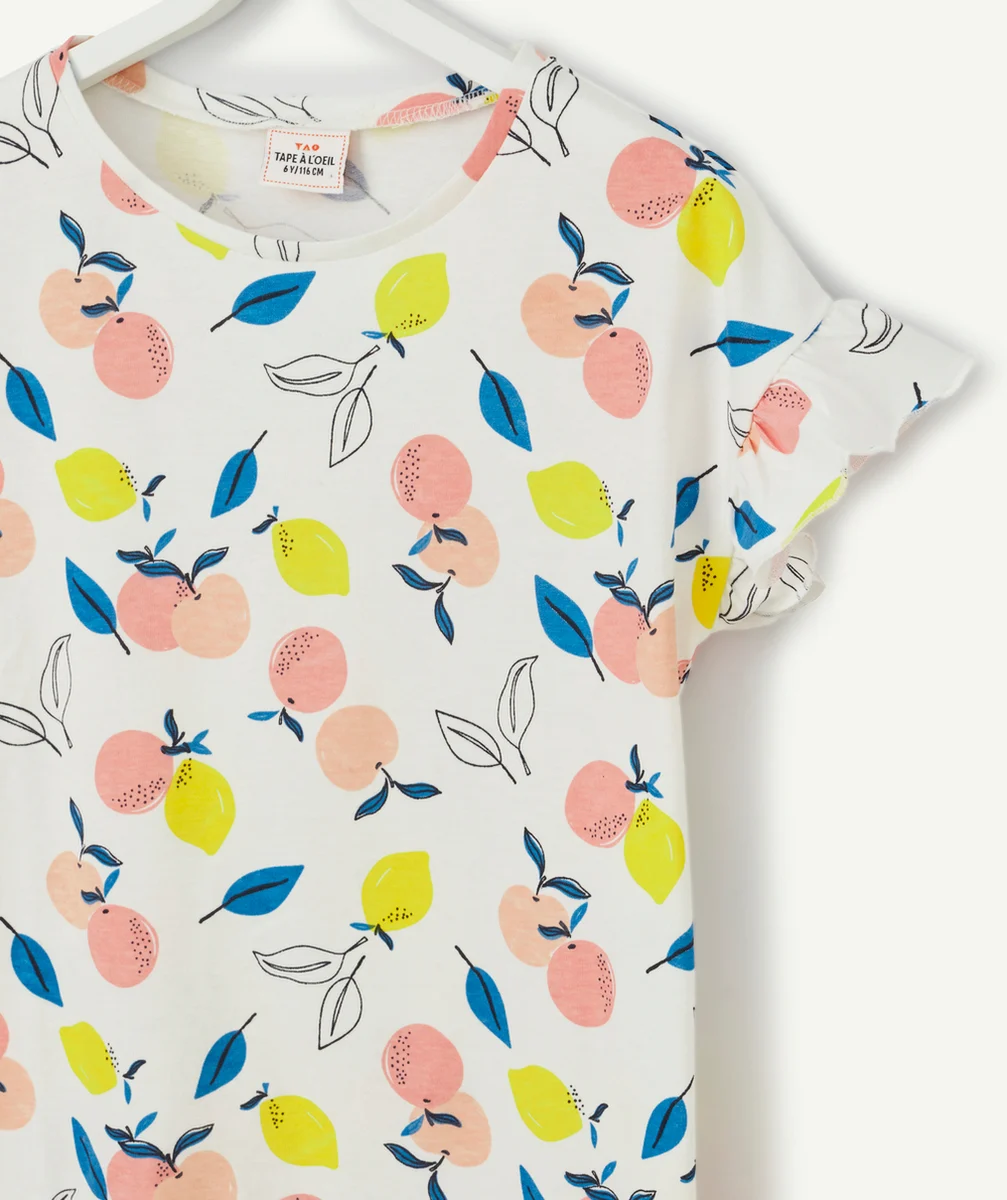 CHEMISE DE NUIT FILLE EN FIBRES RECYCLÉES ET IMPRIMÉE FRUITS
