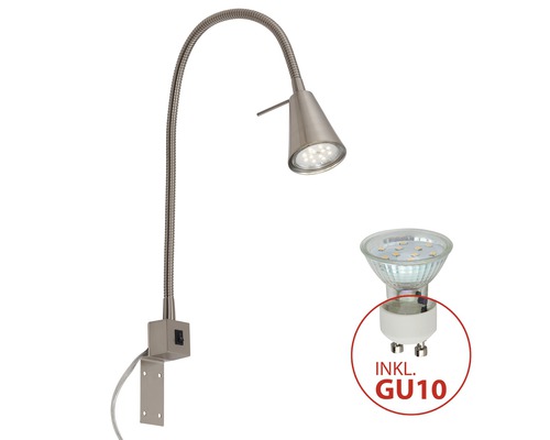 LED-bedlamp 400 lm 3000 K met flexibele arm H 40 cm mat/nikkel