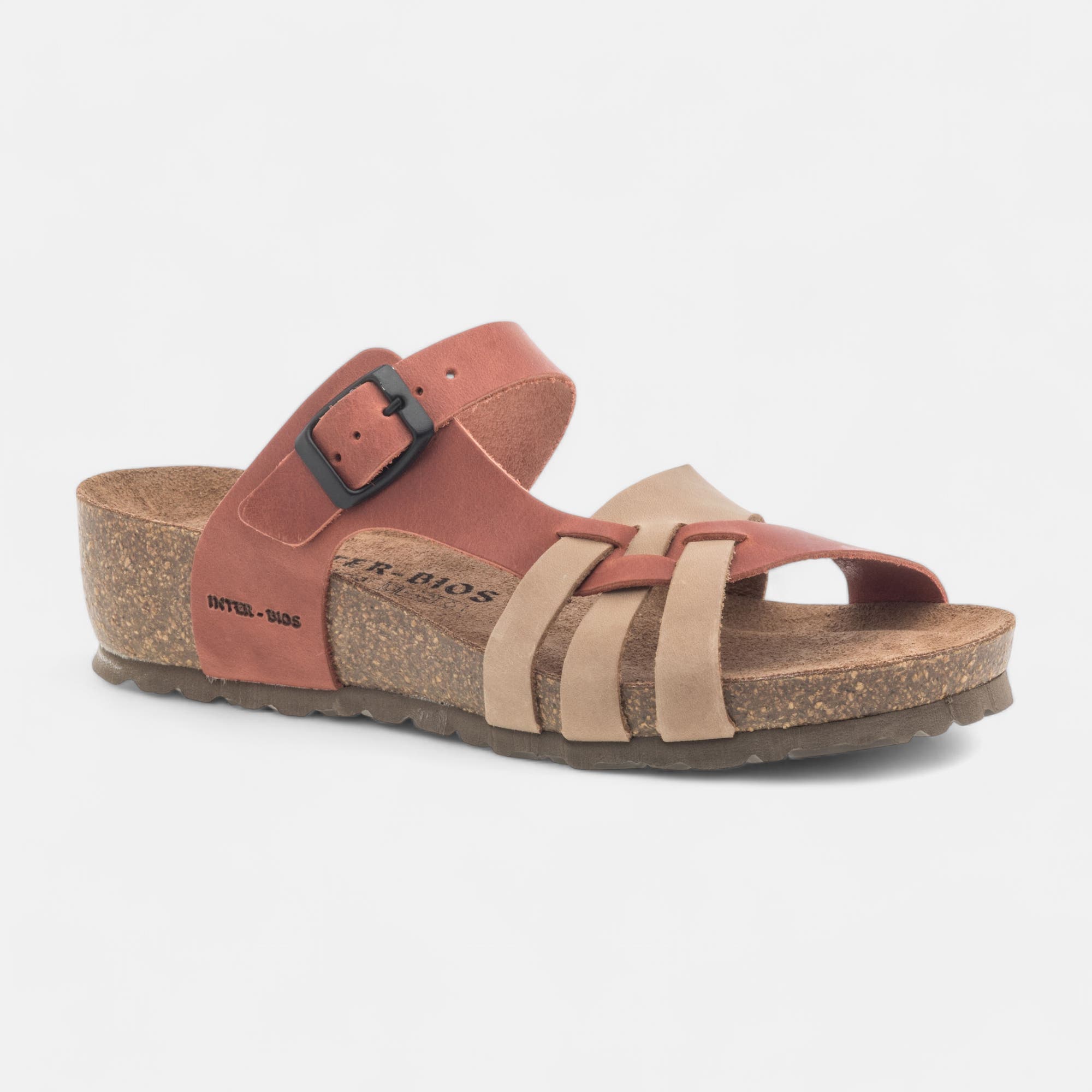 Mules semelle liège Femme en cuir beige