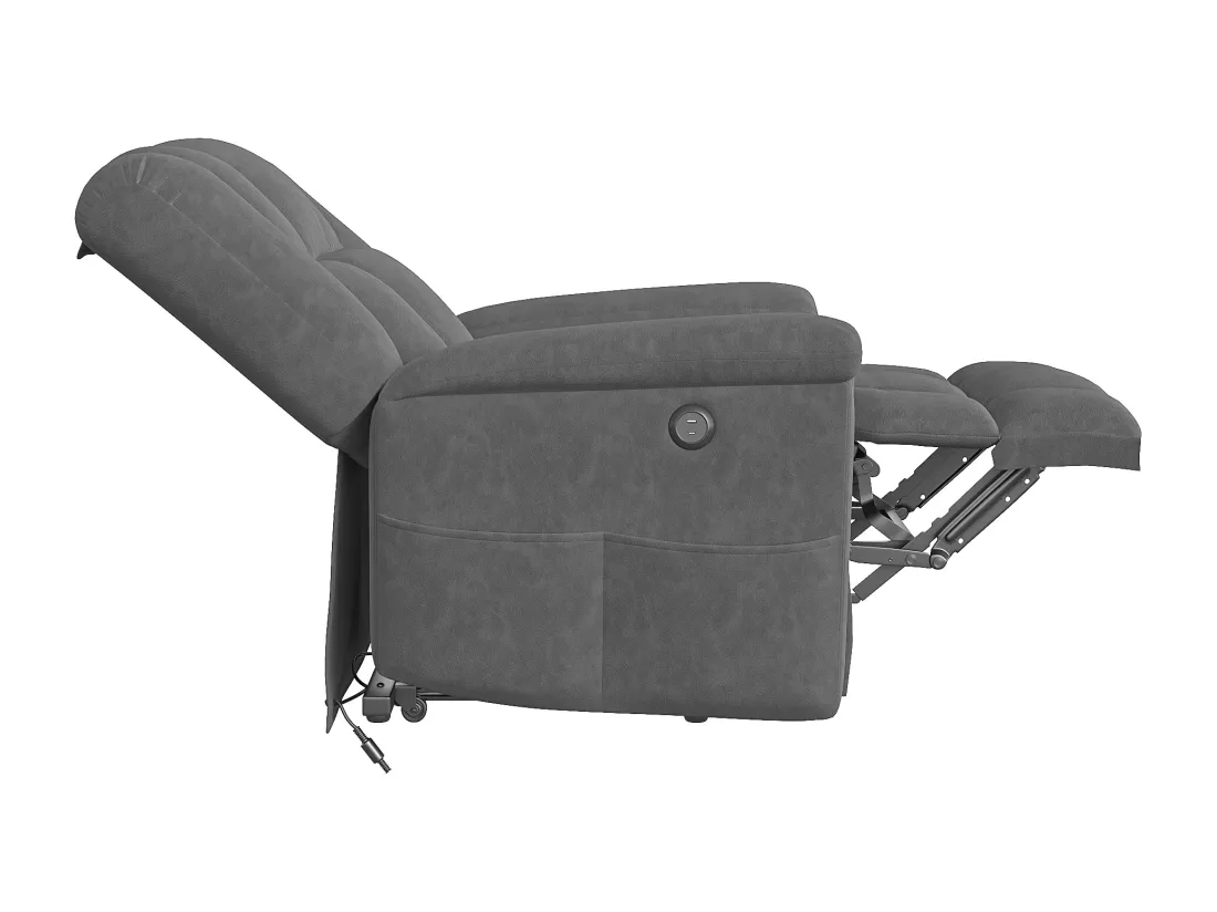Fauteuil de massage électrique, massage lombaire 8 points + chauffage 2 points, port USB + TYPE C, velours, gris