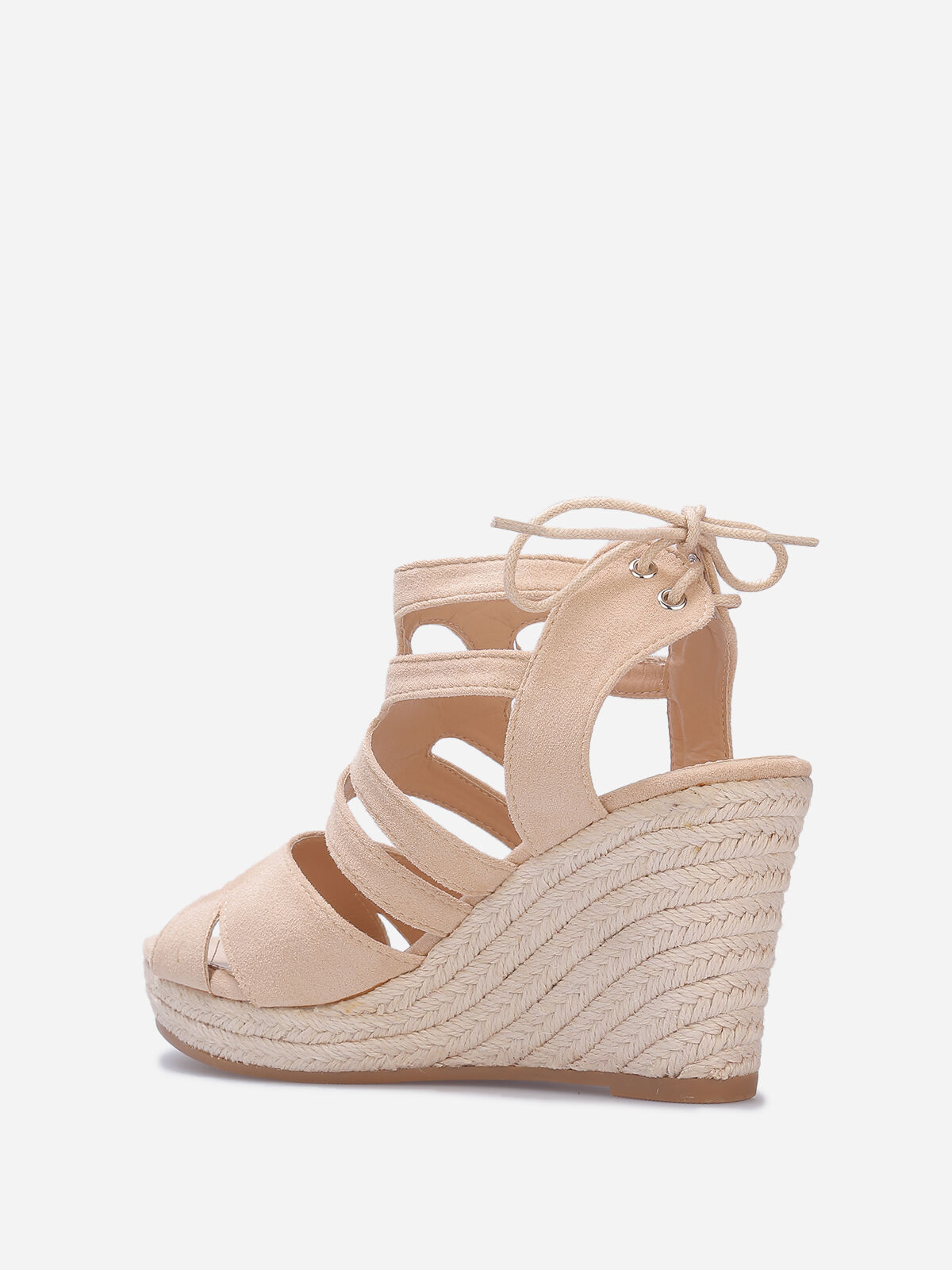 Sandales compensées à bride ajourée- Beige