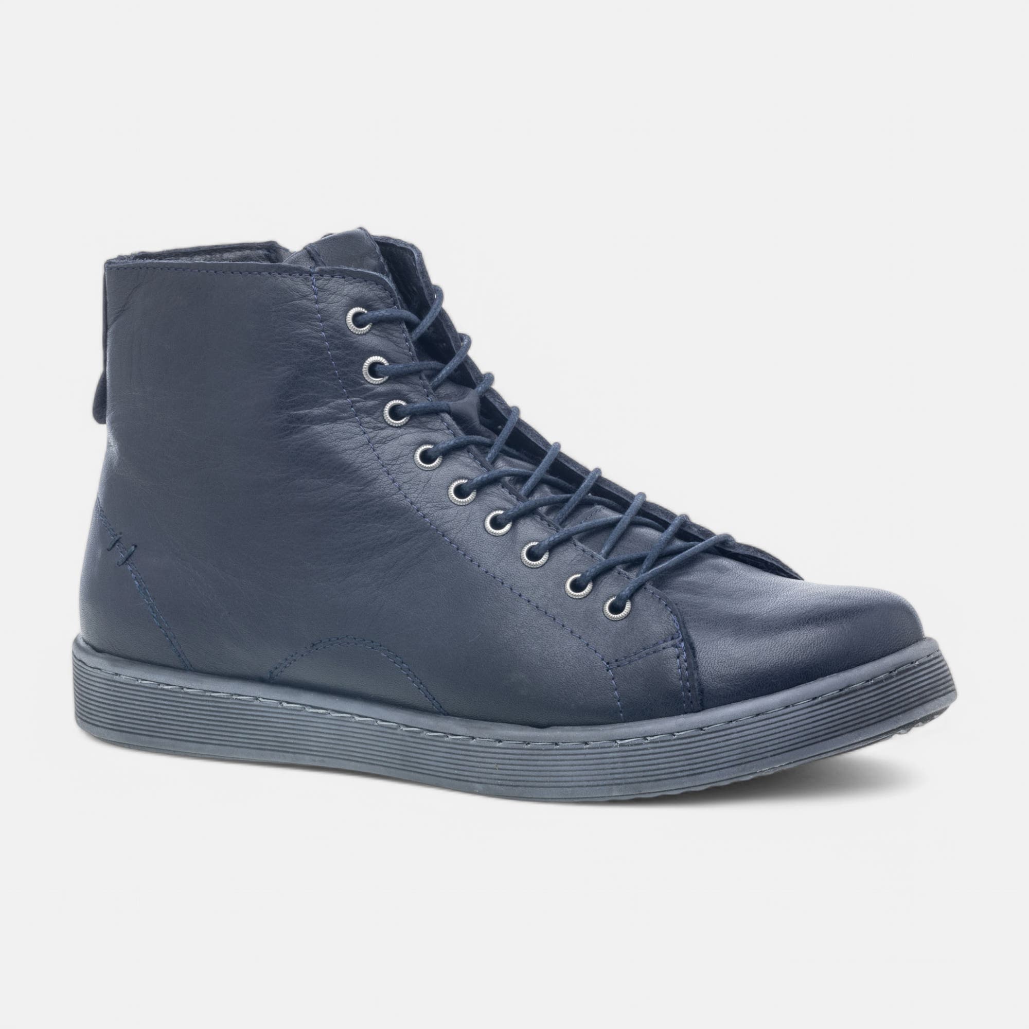 Baskets hautes Femme en cuir bleu marine