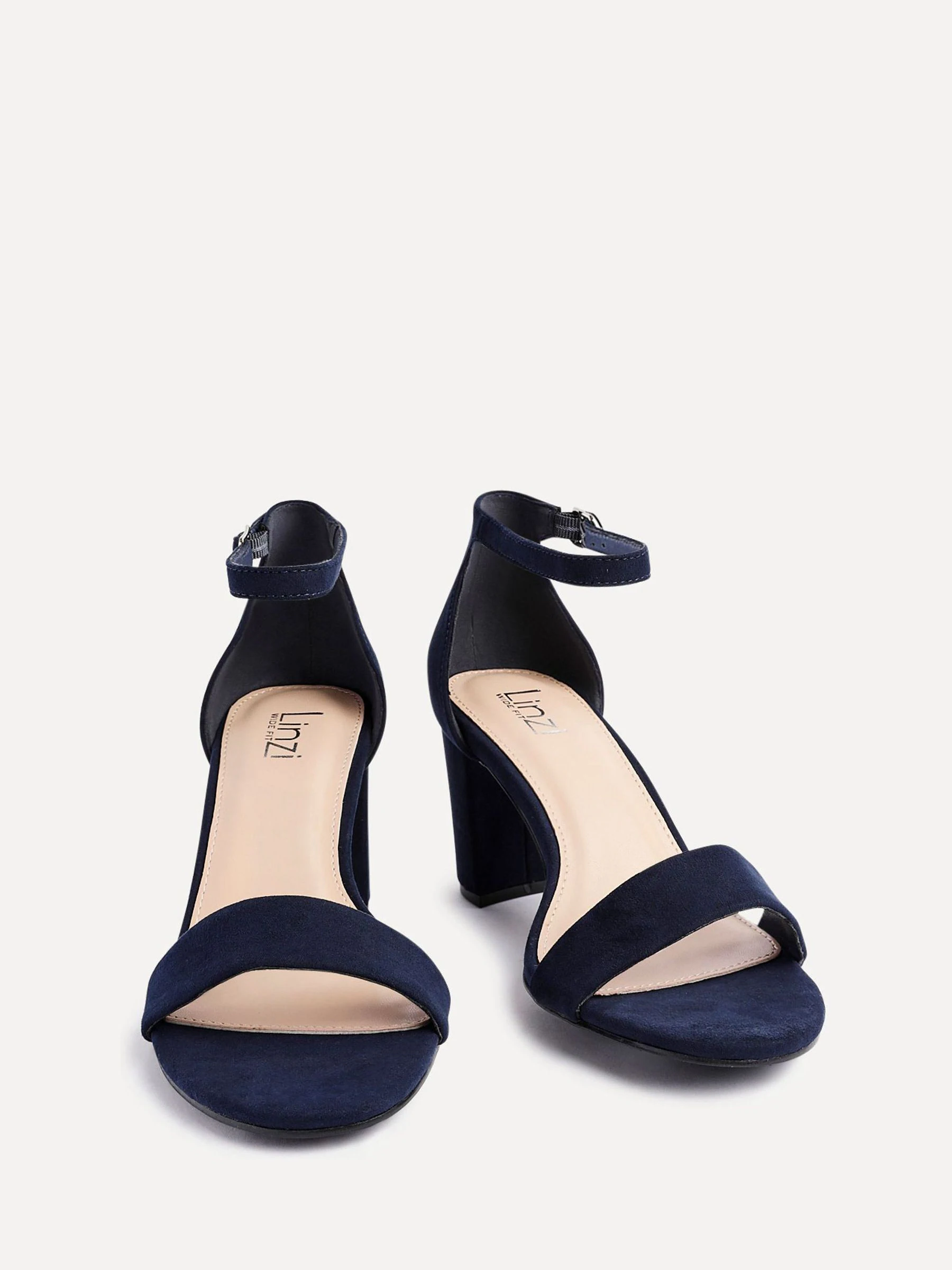 Blauw - Linzi Wide Fit Legacy Barely There Closed Back Block Heeled Shoes