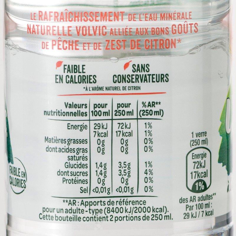 Eau Volvic Zest pêche 50 cl - 24 bouteilles