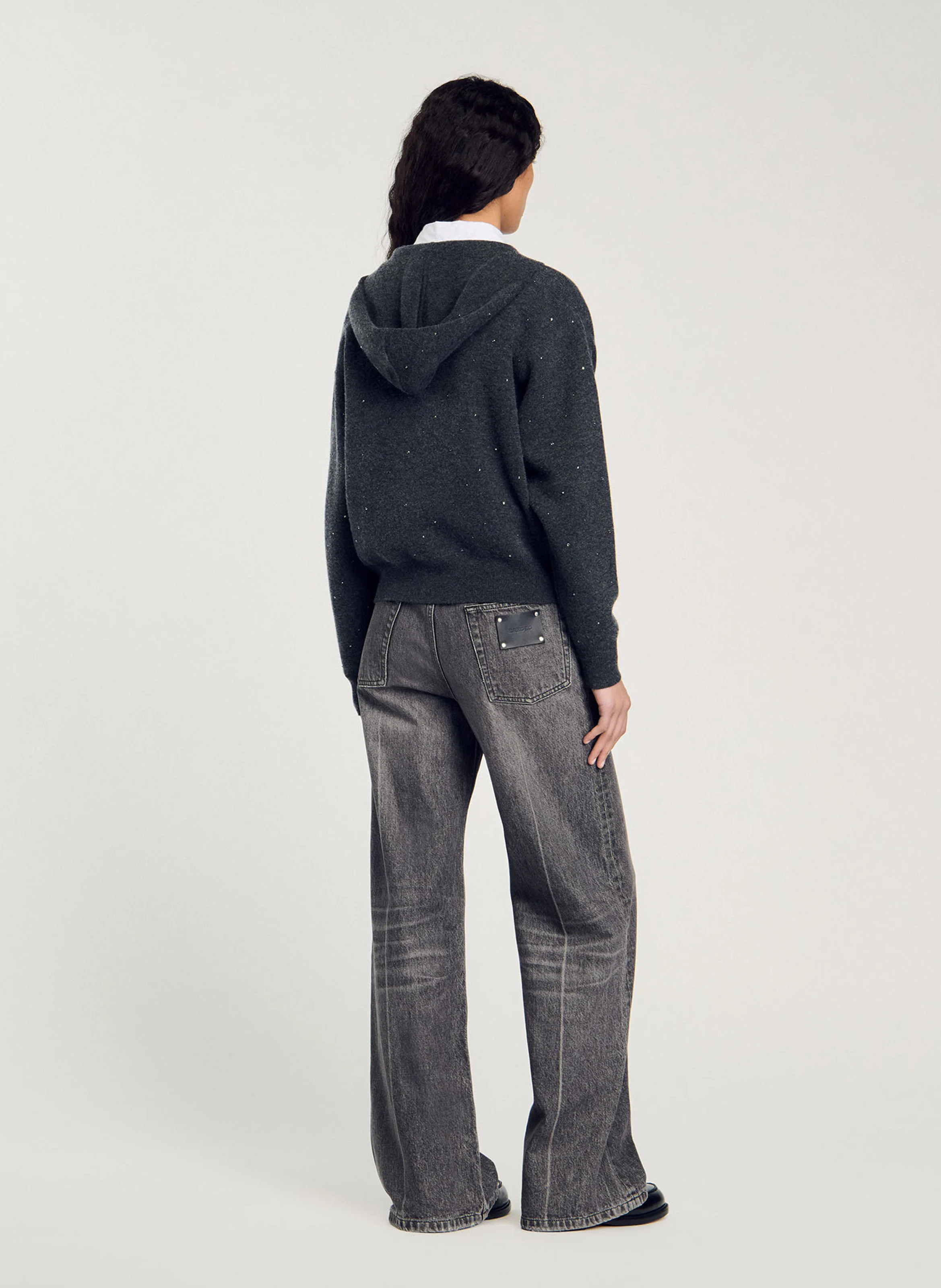 Pull col à capuche| Gris
