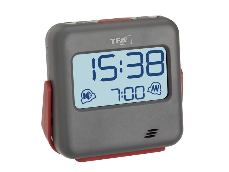 TFA Dostmann Digitalwecker Buzz Rot/Schwarz Digitaler Reisewecker