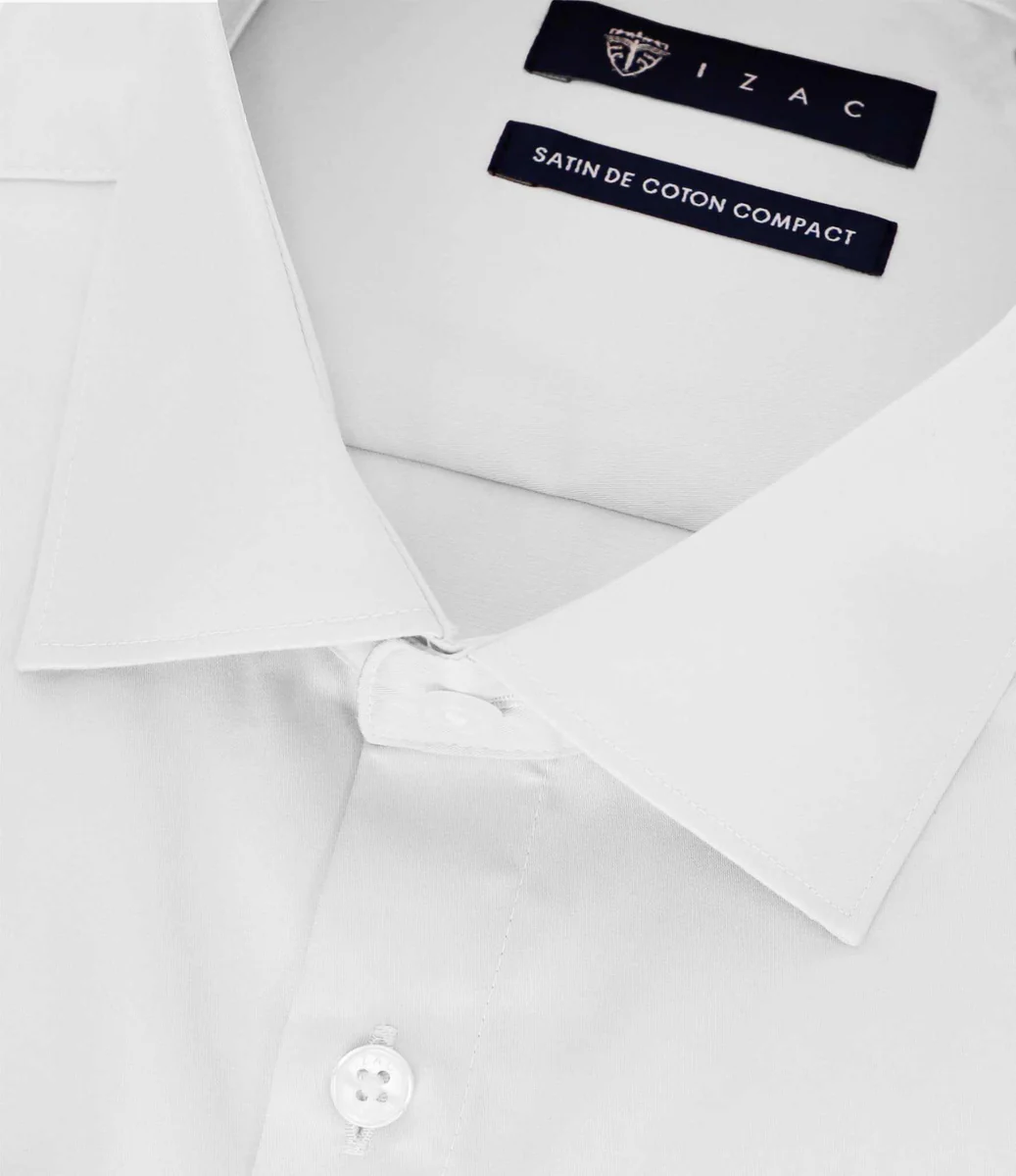 Chemise slim en satin de coton blanc SATINSLIM